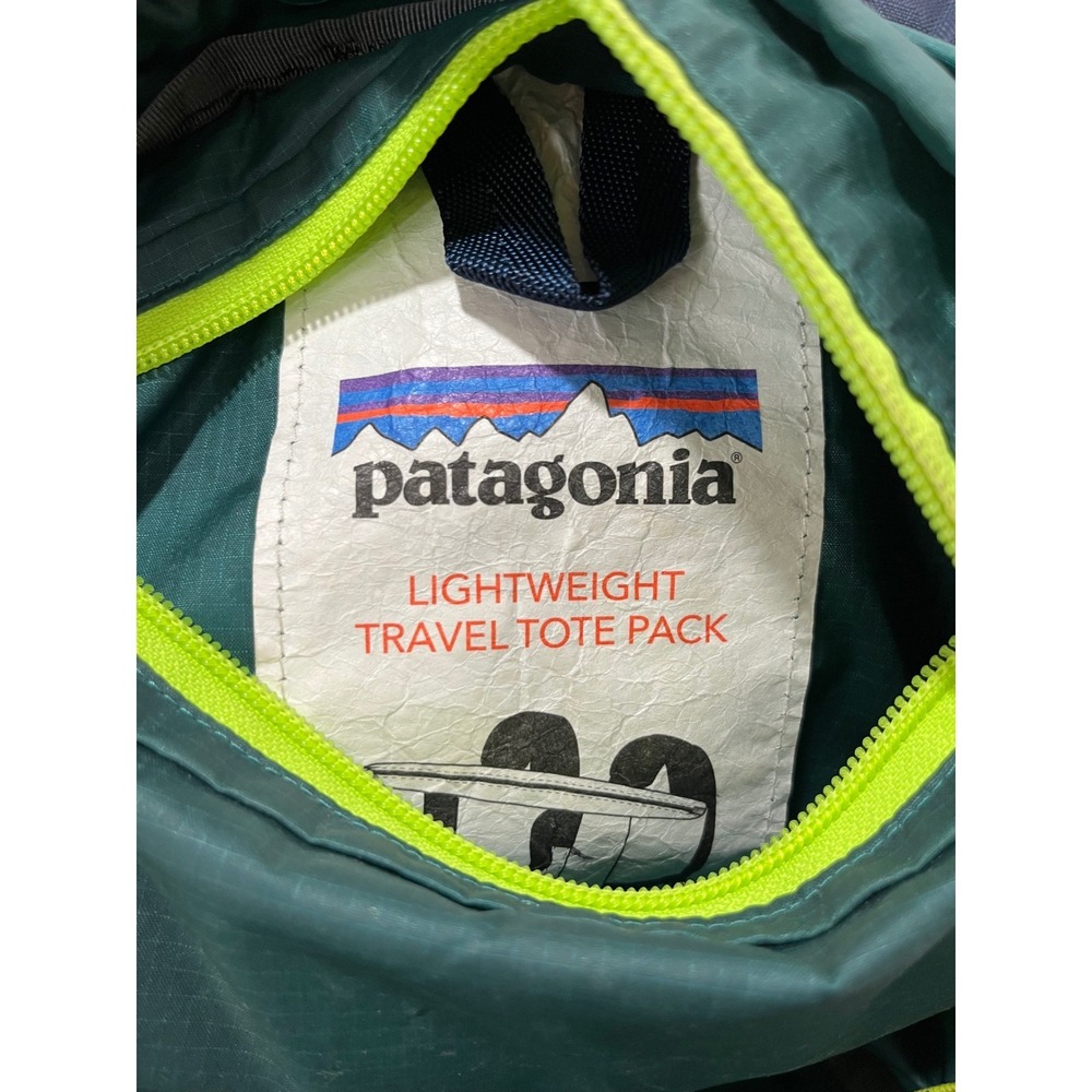 Patagonia Lightweight Travel Tote Green Blue Convertible Backpack - Picture 7 of 15